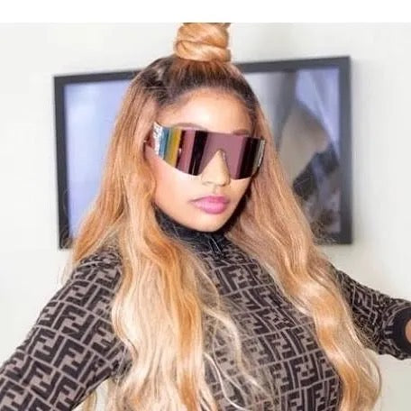 Fendi Freedom FF 0382/S Pink Rose Mirror Silver Crystal Shield Sunglasses