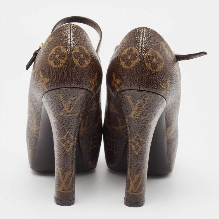 Louis Vuitton Women’s Mary Jane Open Toe Monogram Shoes