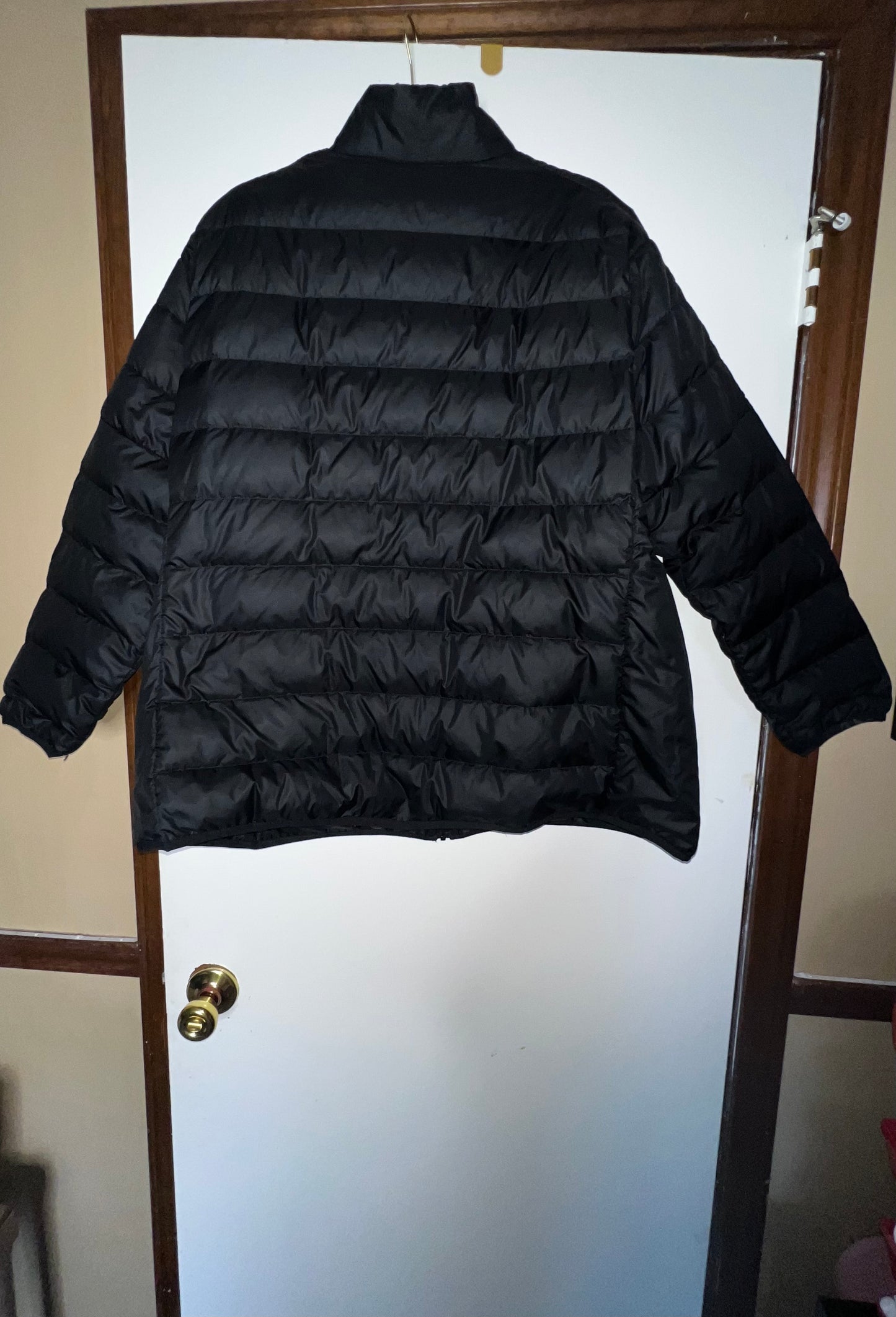 Addidas Black Quilted Jacket With White Stripes