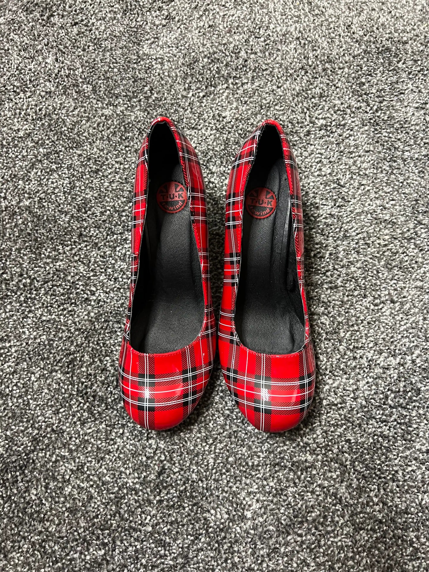 TUK Rewind Vegan Red Plaid Heels